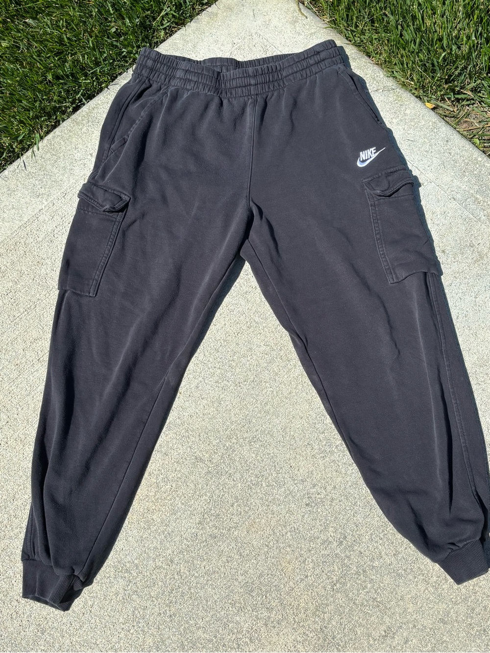 Nike Black Cargo Sweatpants with White Logo